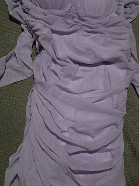 Fashion Nova Lilac Ruched Long Sleeve Dress